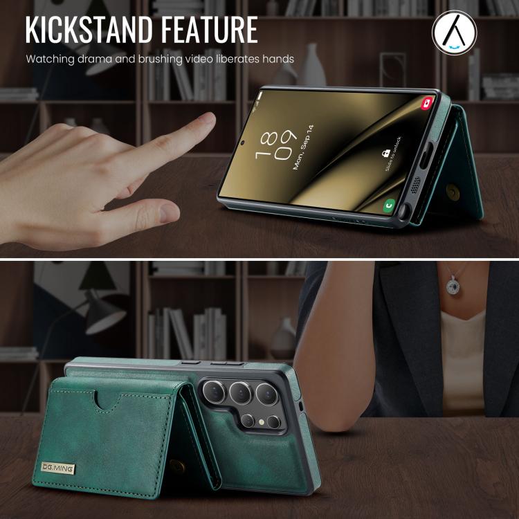 For Samsung Galaxy S25 Ultra 5G DG.MING M6 Series RFID Tri-fold Card Bag Removable Leather Phone Case