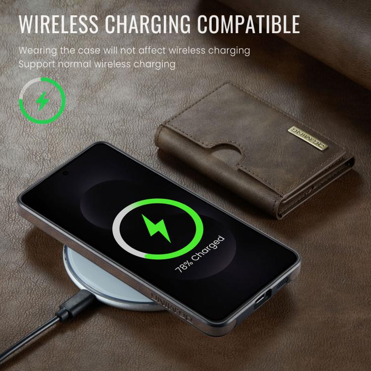 For Samsung Galaxy S25 Edge 5G DG.MING M6 Series RFID Tri-fold Card Bag Removable Leather Phone Case