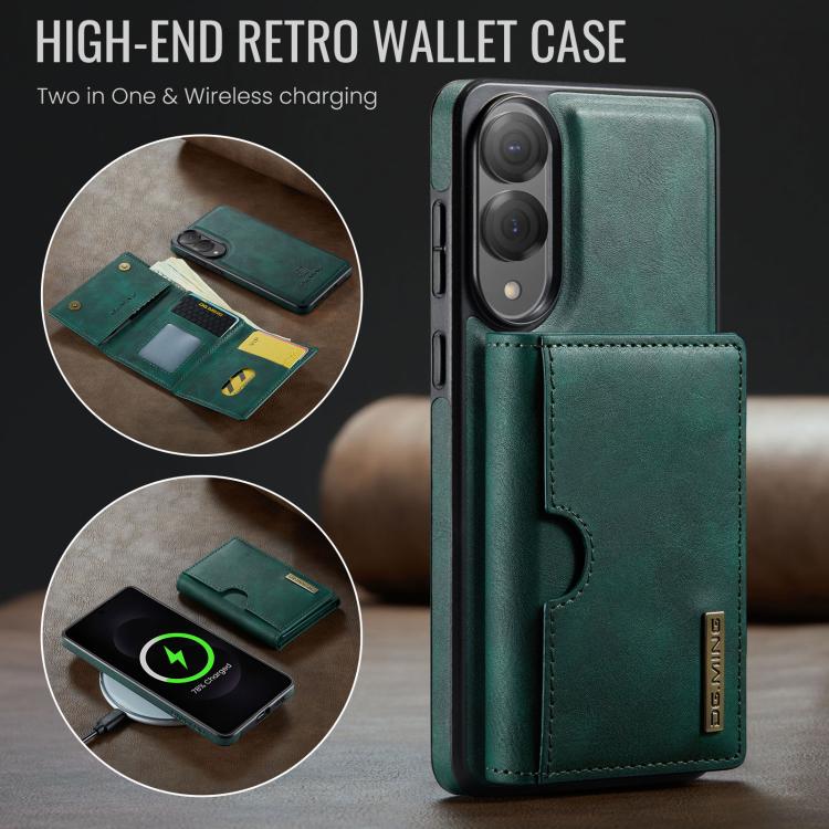 For Samsung Galaxy S25 Edge 5G DG.MING M6 Series RFID Tri-fold Card Bag Removable Leather Phone Case