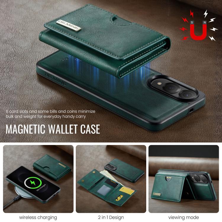 For Samsung Galaxy S25 Edge 5G DG.MING M6 Series RFID Tri-fold Card Bag Removable Leather Phone Case