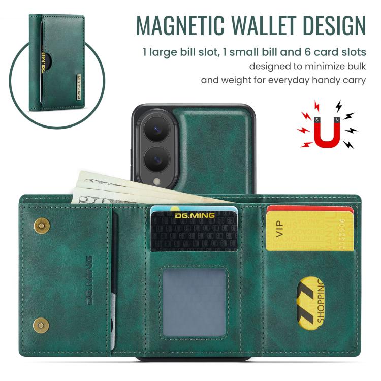For Samsung Galaxy S25 Edge 5G DG.MING M6 Series RFID Tri-fold Card Bag Removable Leather Phone Case
