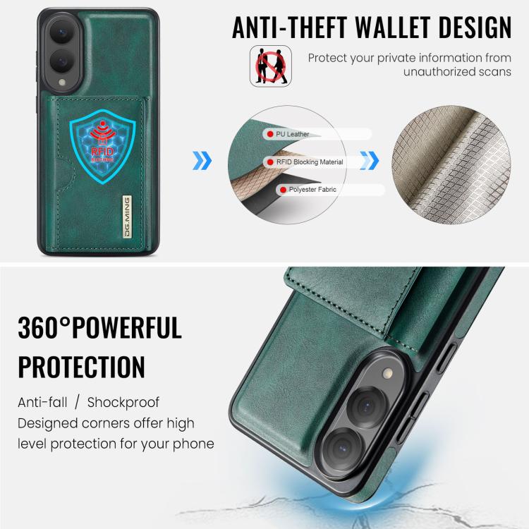 For Samsung Galaxy S25 Edge 5G DG.MING M6 Series RFID Tri-fold Card Bag Removable Leather Phone Case