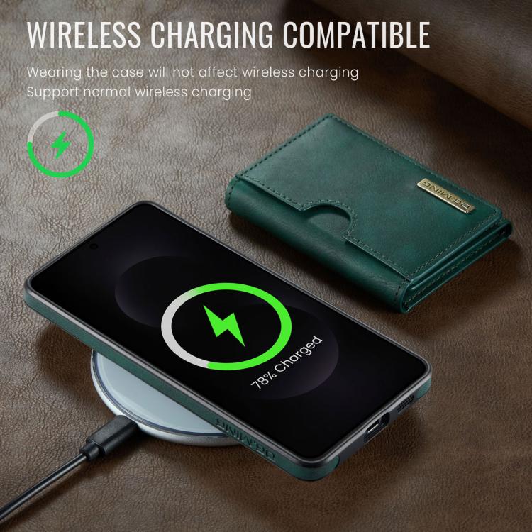 For Samsung Galaxy S25 Edge 5G DG.MING M6 Series RFID Tri-fold Card Bag Removable Leather Phone Case