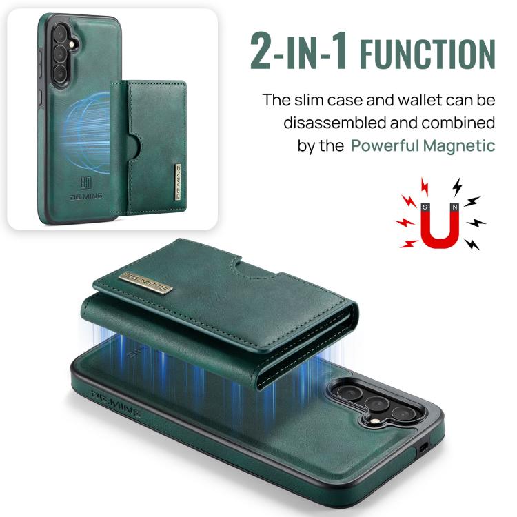 For Samsung Galaxy S25 FE 5G DG.MING M6 Series RFID Tri-fold Card Bag Removable Leather Phone Case