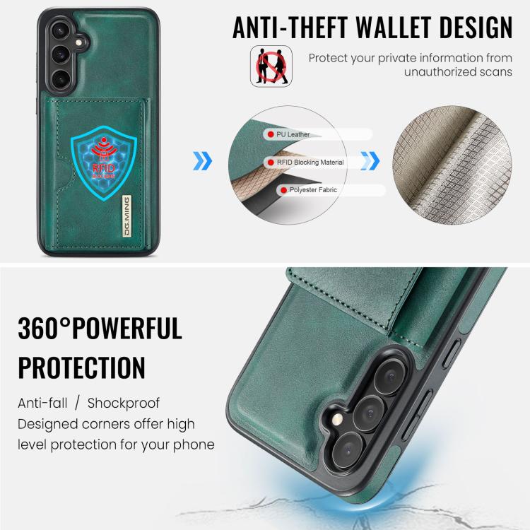 For Samsung Galaxy S25 FE 5G DG.MING M6 Series RFID Tri-fold Card Bag Removable Leather Phone Case