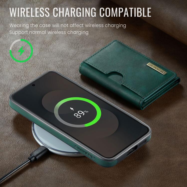 For Samsung Galaxy S25 FE 5G DG.MING M6 Series RFID Tri-fold Card Bag Removable Leather Phone Case