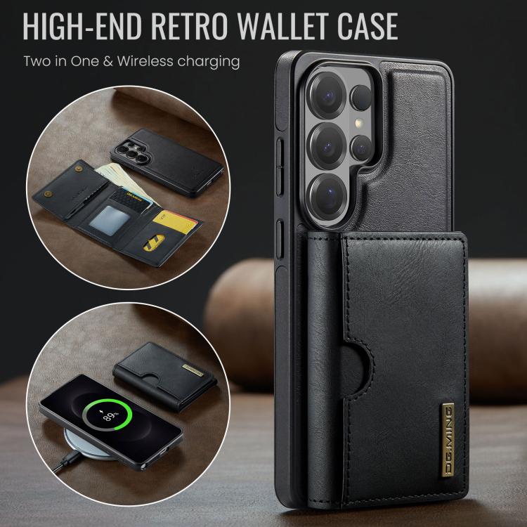 For Samsung Galaxy S26 Ultra 5G DG.MING M6 Series RFID Tri-fold Card Bag Removable Leather Phone Case