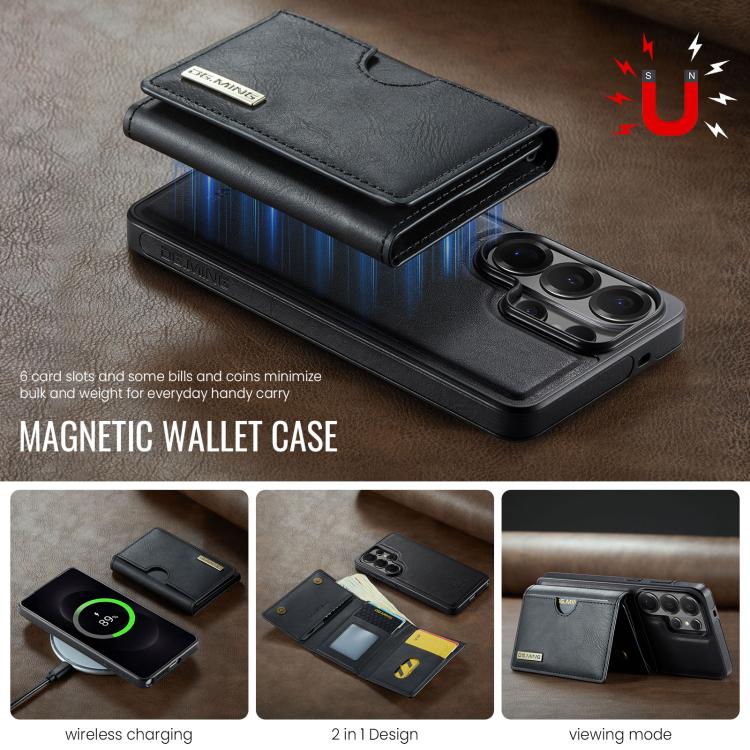 For Samsung Galaxy S26 Ultra 5G DG.MING M6 Series RFID Tri-fold Card Bag Removable Leather Phone Case