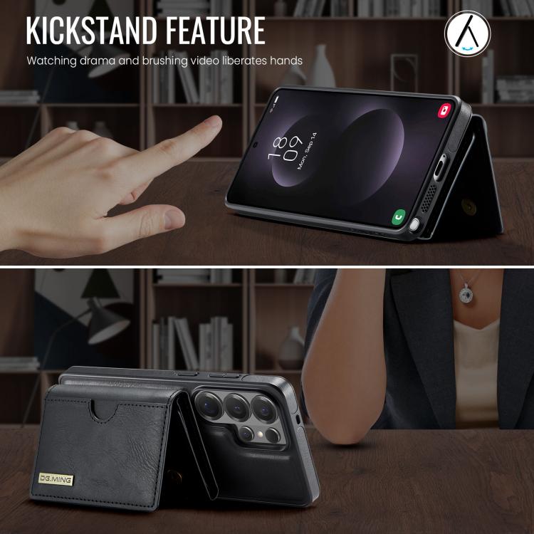 For Samsung Galaxy S26 Ultra 5G DG.MING M6 Series RFID Tri-fold Card Bag Removable Leather Phone Case