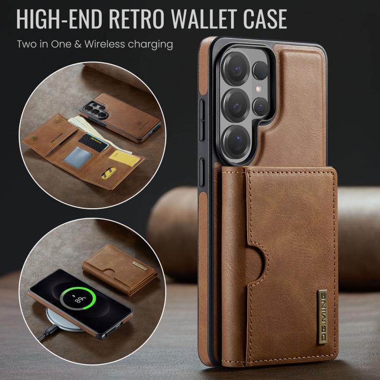 For Samsung Galaxy S26 Ultra 5G DG.MING M6 Series RFID Tri-fold Card Bag Removable Leather Phone Case