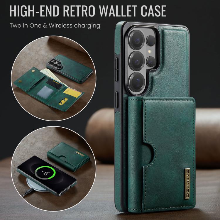For Samsung Galaxy S26 Ultra 5G DG.MING M6 Series RFID Tri-fold Card Bag Removable Leather Phone Case
