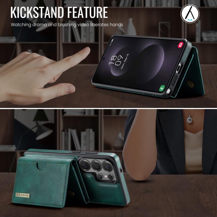 For Samsung Galaxy S26 Ultra 5G DG.MING M6 Series RFID Tri-fold Card Bag Removable Leather Phone Case