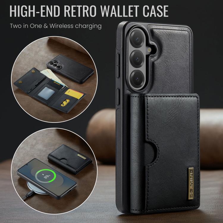 For Samsung Galaxy S26+ 5G DG.MING M6 Series RFID Tri-fold Card Bag Removable Leather Phone Case