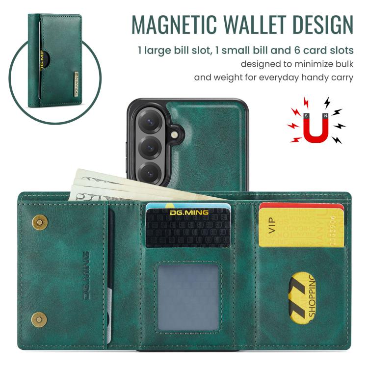 For Samsung Galaxy S26+ 5G DG.MING M6 Series RFID Tri-fold Card Bag Removable Leather Phone Case