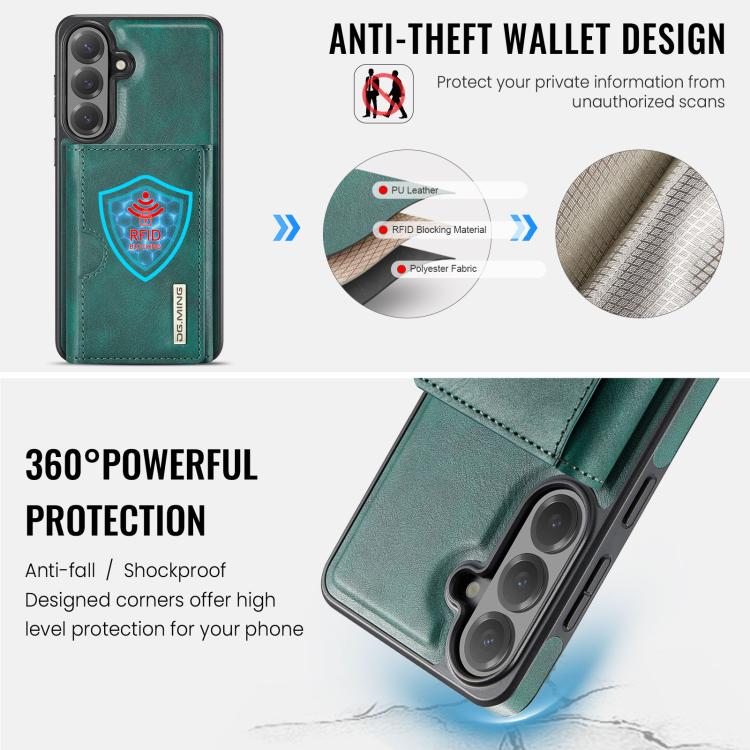 For Samsung Galaxy S26+ 5G DG.MING M6 Series RFID Tri-fold Card Bag Removable Leather Phone Case