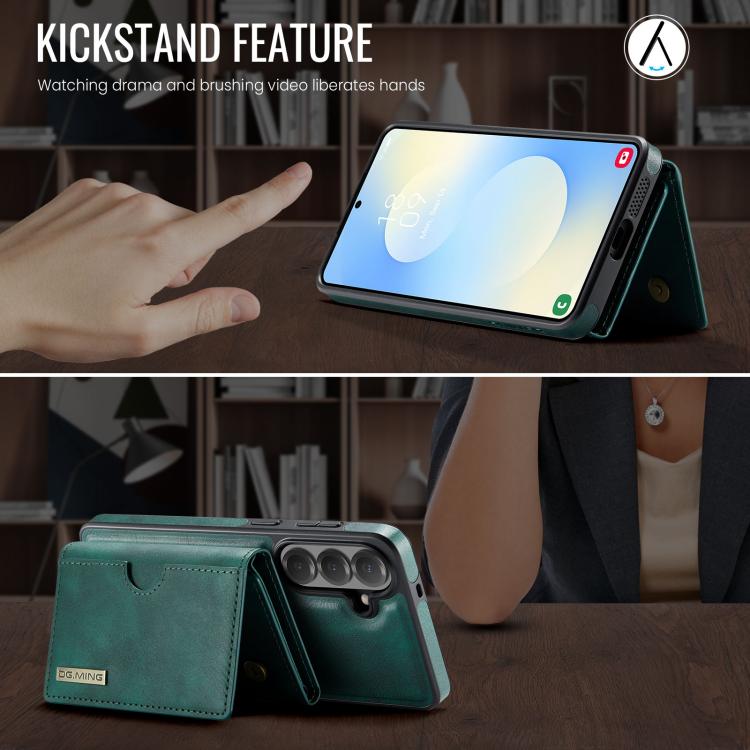 For Samsung Galaxy S26+ 5G DG.MING M6 Series RFID Tri-fold Card Bag Removable Leather Phone Case