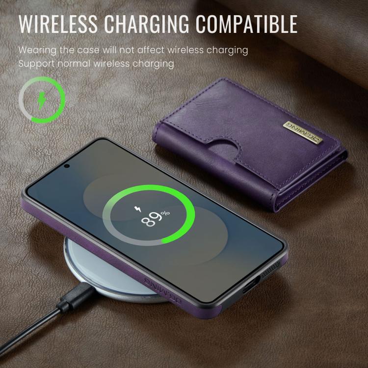 For Samsung Galaxy S26+ 5G DG.MING M6 Series RFID Tri-fold Card Bag Removable Leather Phone Case