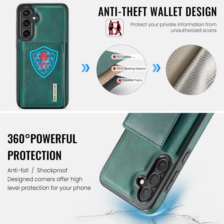 For Samsung Galaxy S25 5G DG.MING M6 Series RFID Tri-fold Card Bag Removable Leather Phone Case