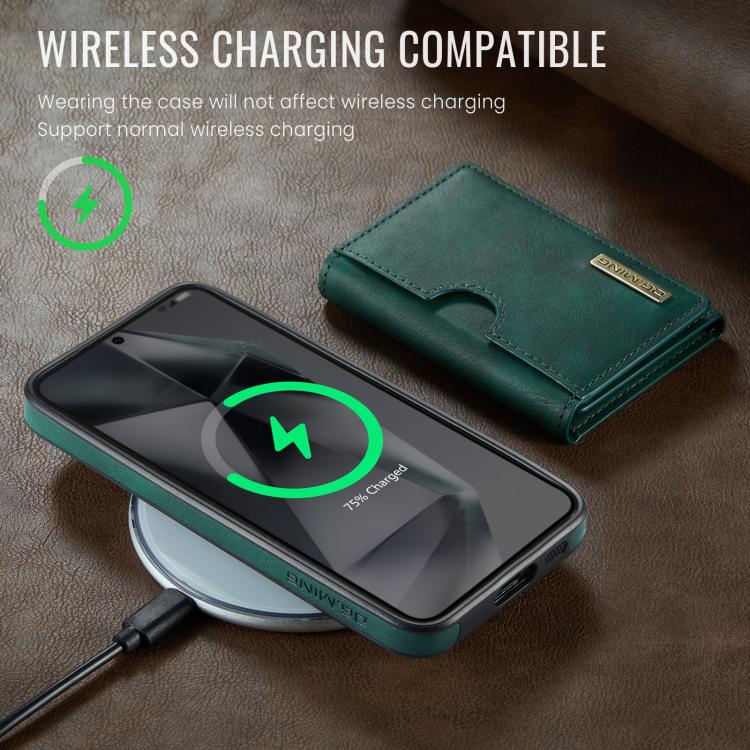 For Samsung Galaxy S25+ 5G DG.MING M6 Series RFID Tri-fold Card Bag Removable Leather Phone Case