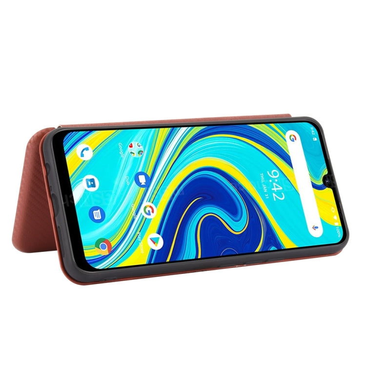 For UMIDIGI A7 Pro Carbon Fiber Texture Horizontal Flip TPU + PC + PU Leather Case with Card Slot