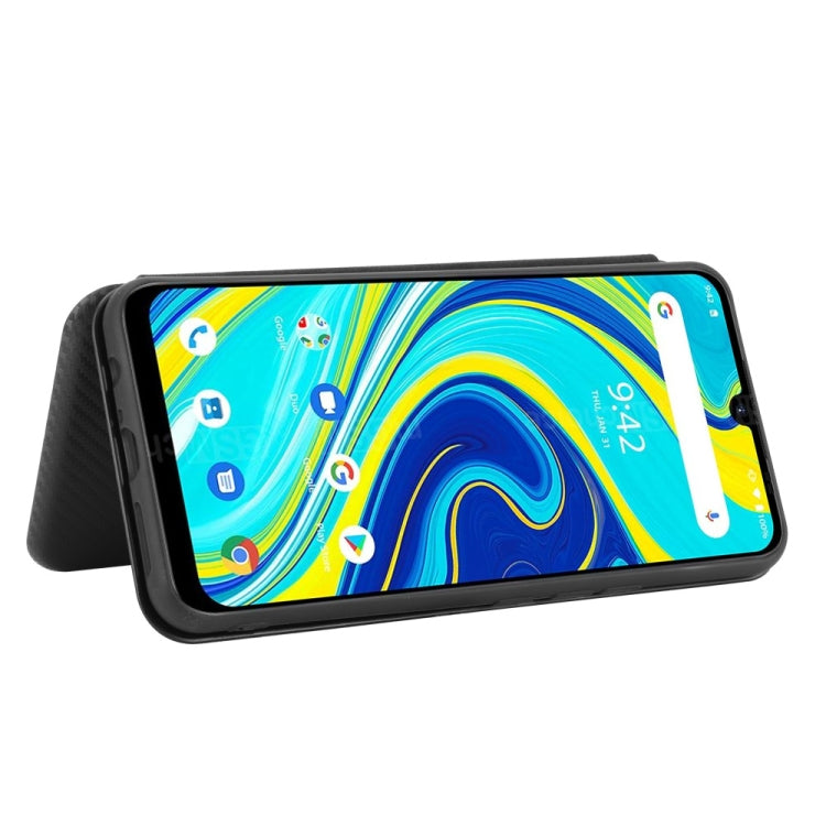For UMIDIGI A7 Pro Carbon Fiber Texture Horizontal Flip TPU + PC + PU Leather Case with Card Slot