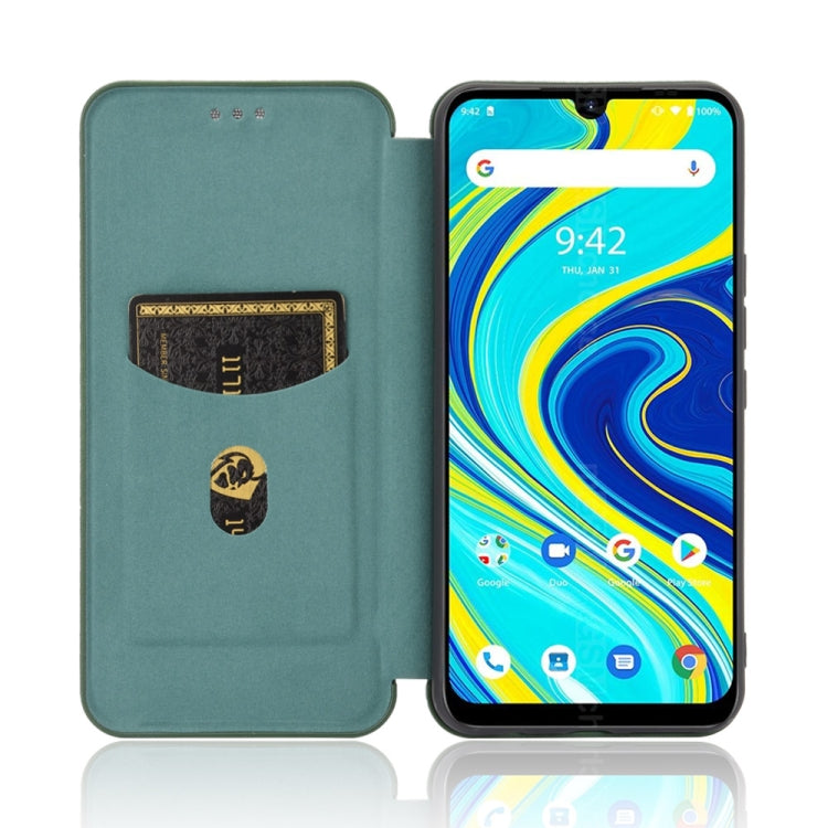 For UMIDIGI A7 Pro Carbon Fiber Texture Horizontal Flip TPU + PC + PU Leather Case with Card Slot