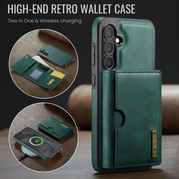 For Samsung Galaxy S24 5G DG.MING M6 Series RFID Tri-fold Card Bag Removable Leather Phone Case