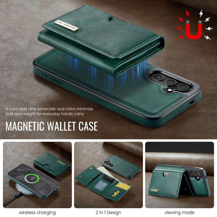 For Samsung Galaxy S24 5G DG.MING M6 Series RFID Tri-fold Card Bag Removable Leather Phone Case