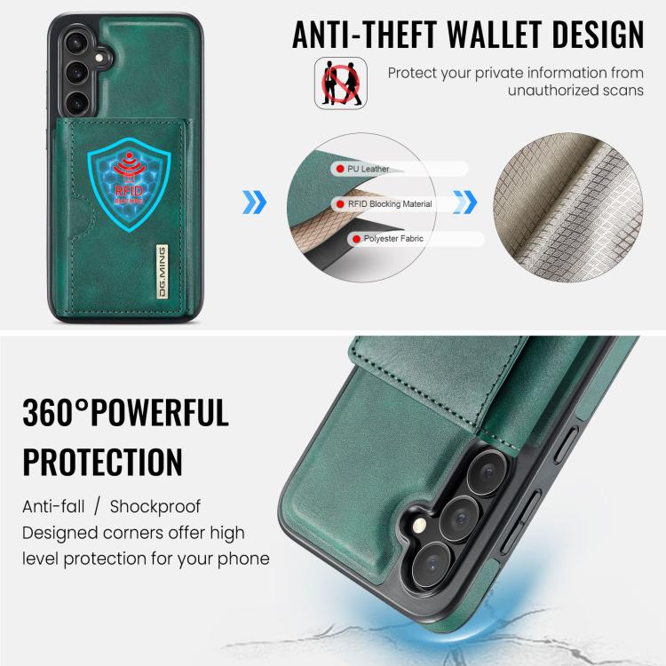 For Samsung Galaxy S24 5G DG.MING M6 Series RFID Tri-fold Card Bag Removable Leather Phone Case
