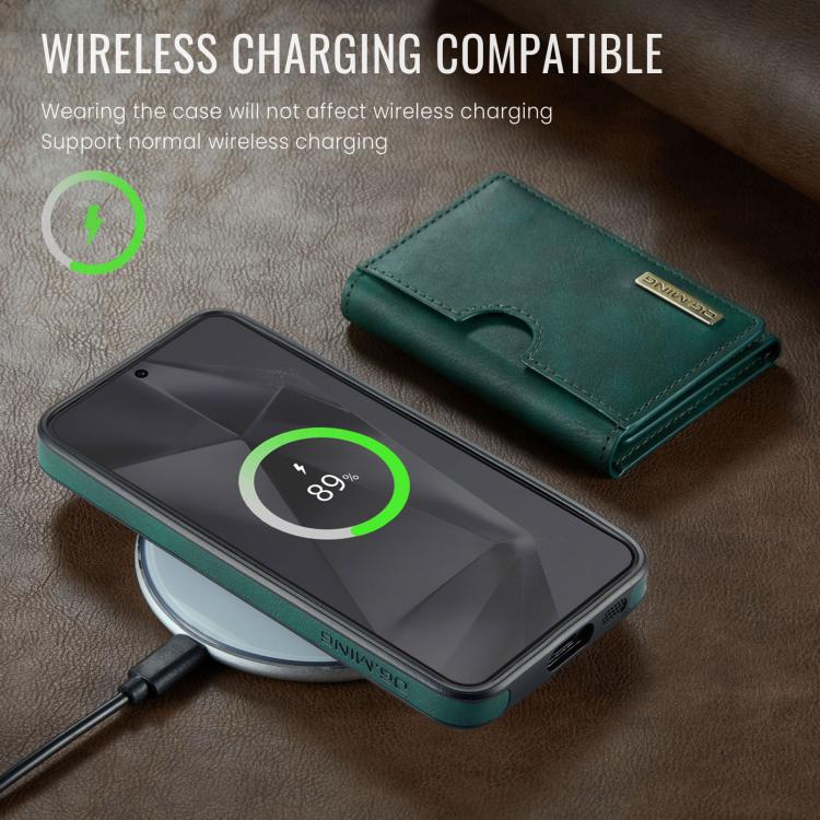 For Samsung Galaxy S24 5G DG.MING M6 Series RFID Tri-fold Card Bag Removable Leather Phone Case