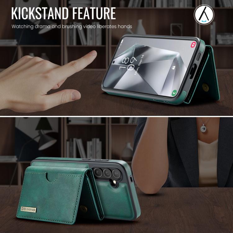 For Samsung Galaxy S24 5G DG.MING M6 Series RFID Tri-fold Card Bag Removable Leather Phone Case