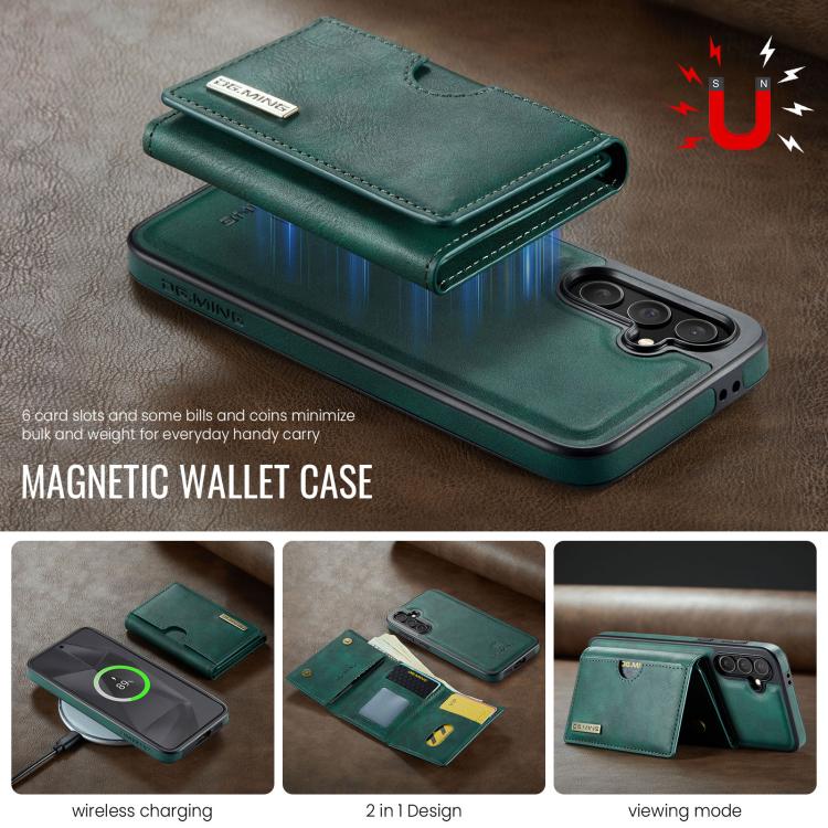 For Samsung Galaxy S24 FE 5G DG.MING M6 Series RFID Tri-fold Card Bag Removable Leather Phone Case