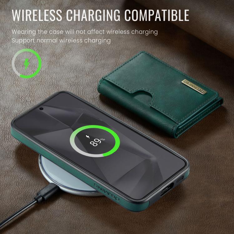For Samsung Galaxy S24 FE 5G DG.MING M6 Series RFID Tri-fold Card Bag Removable Leather Phone Case