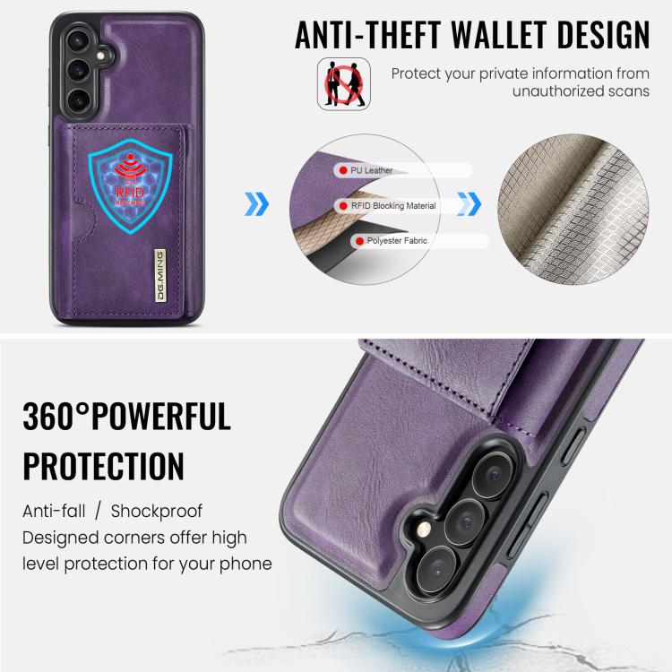 For Samsung Galaxy S24 FE 5G DG.MING M6 Series RFID Tri-fold Card Bag Removable Leather Phone Case