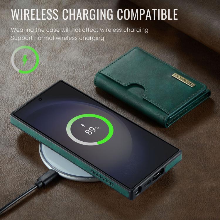 For Samsung Galaxy S23 Ultra 5G DG.MING M6 Series RFID Tri-fold Card Bag Removable Leather Phone Case