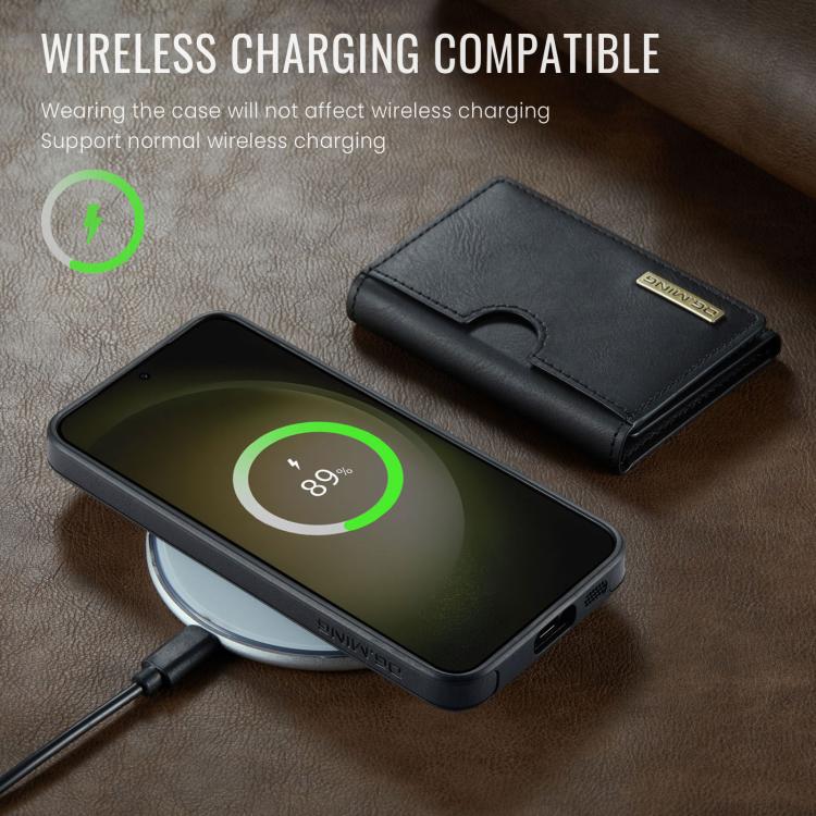 For Samsung Galaxy S23 5G DG.MING M6 Series RFID Tri-fold Card Bag Removable Leather Phone Case