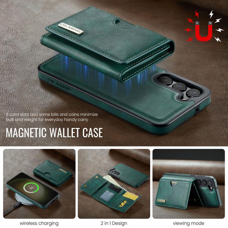 For Samsung Galaxy S23 5G DG.MING M6 Series RFID Tri-fold Card Bag Removable Leather Phone Case