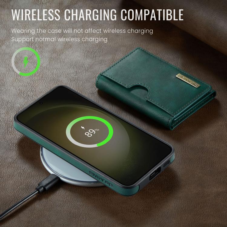 For Samsung Galaxy S23 5G DG.MING M6 Series RFID Tri-fold Card Bag Removable Leather Phone Case