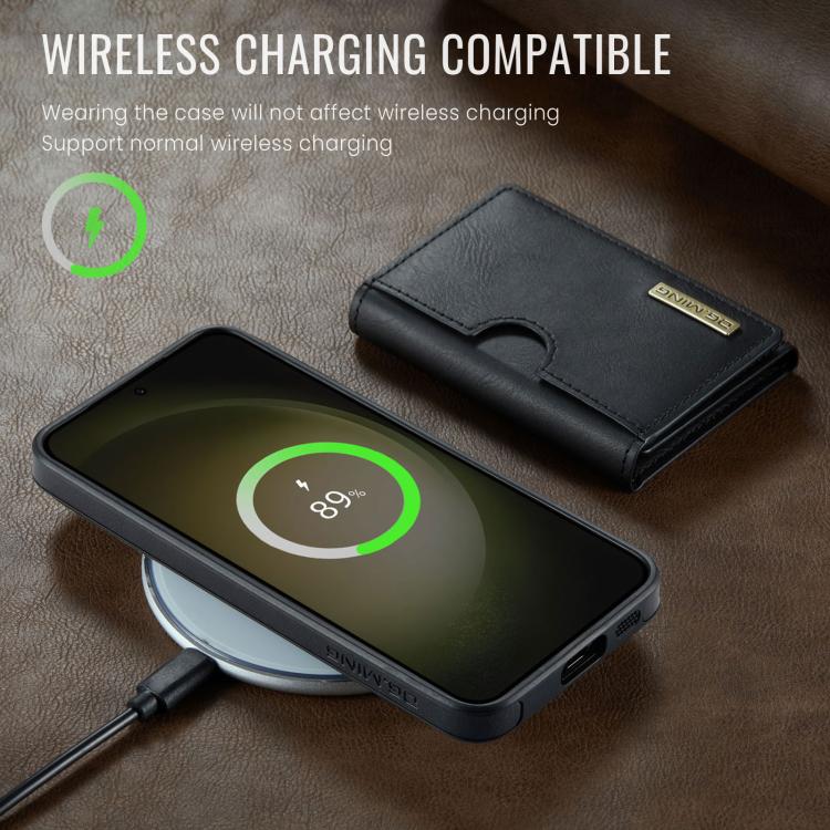 For Samsung Galaxy S23+ 5G DG.MING M6 Series RFID Tri-fold Card Bag Removable Leather Phone Case