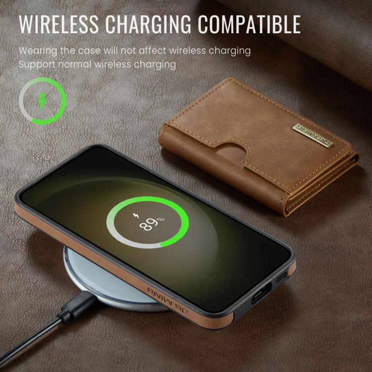 For Samsung Galaxy S23+ 5G DG.MING M6 Series RFID Tri-fold Card Bag Removable Leather Phone Case