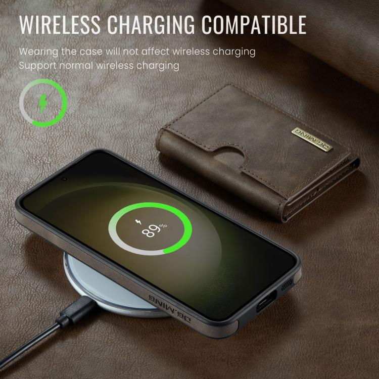 For Samsung Galaxy S23+ 5G DG.MING M6 Series RFID Tri-fold Card Bag Removable Leather Phone Case