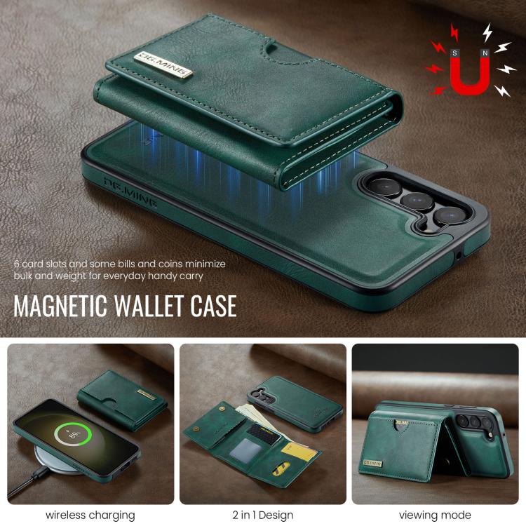 For Samsung Galaxy S23+ 5G DG.MING M6 Series RFID Tri-fold Card Bag Removable Leather Phone Case