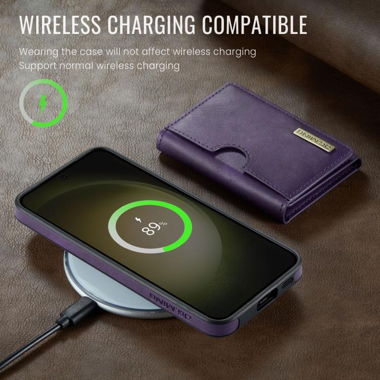 For Samsung Galaxy S23+ 5G DG.MING M6 Series RFID Tri-fold Card Bag Removable Leather Phone Case