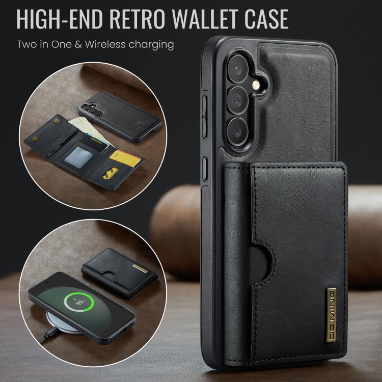 For Samsung Galaxy S23 FE 5G DG.MING M6 Series RFID Tri-fold Card Bag Removable Leather Phone Case