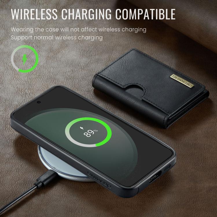 For Samsung Galaxy S23 FE 5G DG.MING M6 Series RFID Tri-fold Card Bag Removable Leather Phone Case