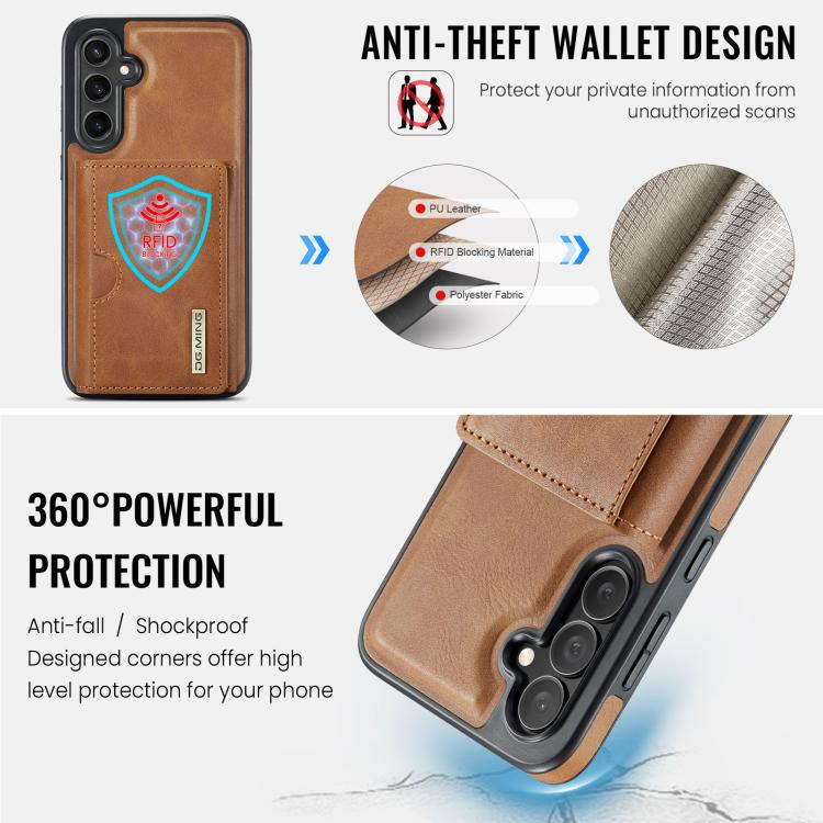 For Samsung Galaxy S23 FE 5G DG.MING M6 Series RFID Tri-fold Card Bag Removable Leather Phone Case