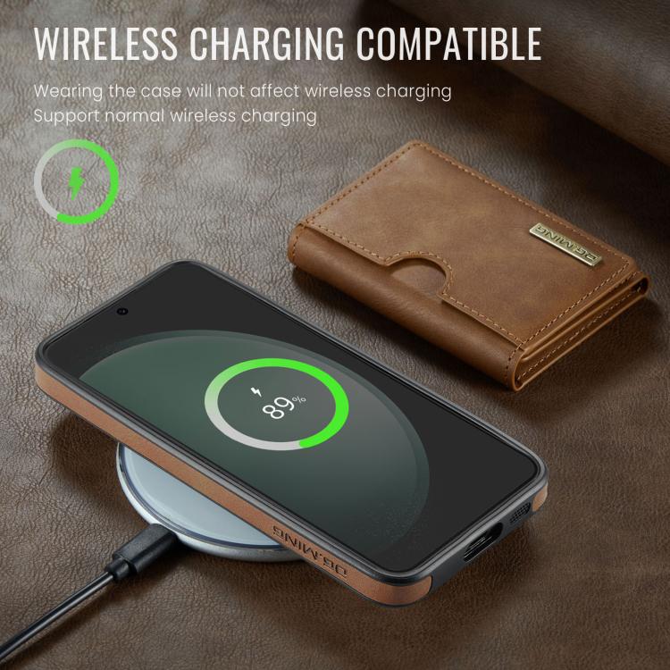 For Samsung Galaxy S23 FE 5G DG.MING M6 Series RFID Tri-fold Card Bag Removable Leather Phone Case