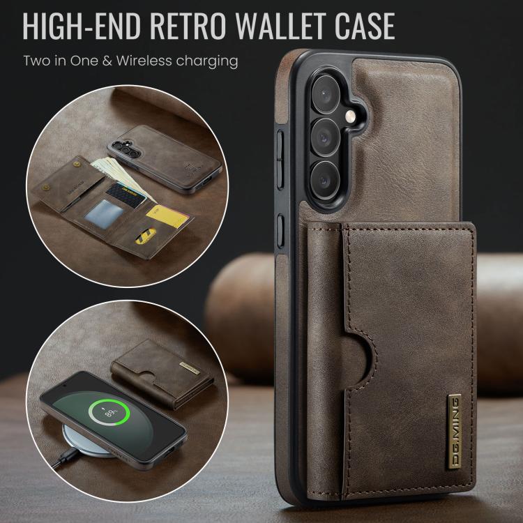 For Samsung Galaxy S23 FE 5G DG.MING M6 Series RFID Tri-fold Card Bag Removable Leather Phone Case