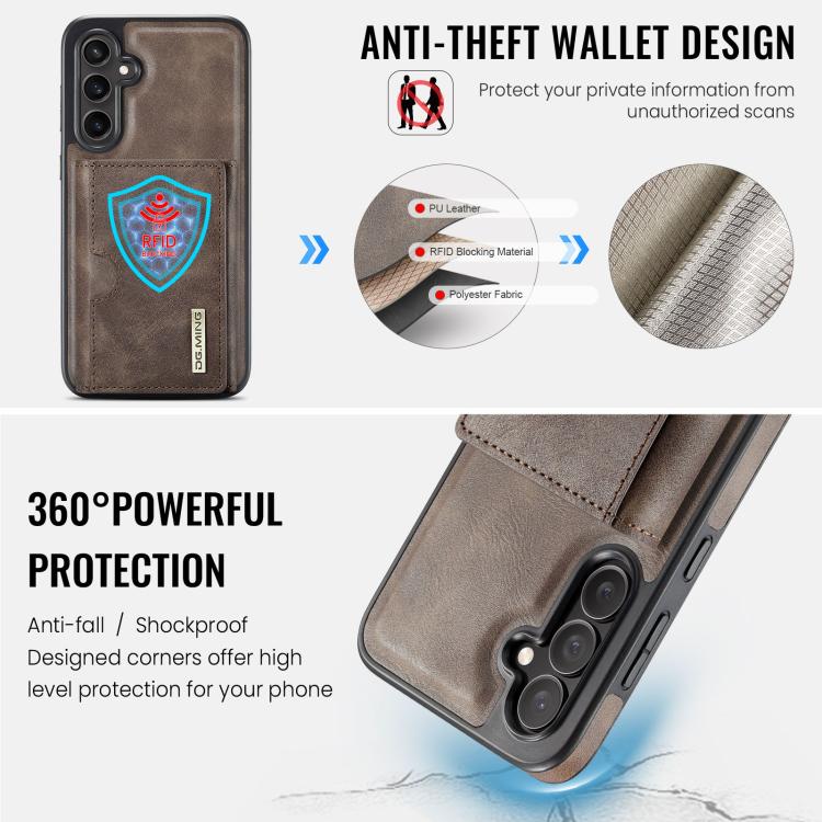 For Samsung Galaxy S23 FE 5G DG.MING M6 Series RFID Tri-fold Card Bag Removable Leather Phone Case