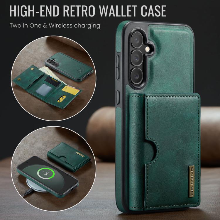 For Samsung Galaxy S23 FE 5G DG.MING M6 Series RFID Tri-fold Card Bag Removable Leather Phone Case